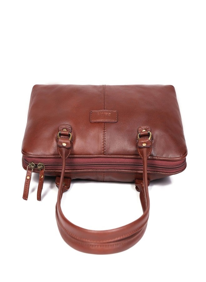 Celtic Premium Leather Shoulder Bag with Dual Zip Compartments, Structured Silhouette & Long Handles - Image 4